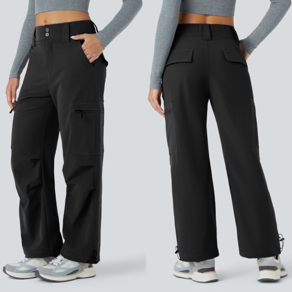 HALARA Cargo Joggers Size XS Black Mid-Rise Drawcord Gorpcore Casual Streetwear
